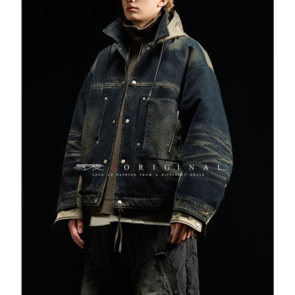 [YMORIGINAL] White Duck Down Layered Denim Jacket N840