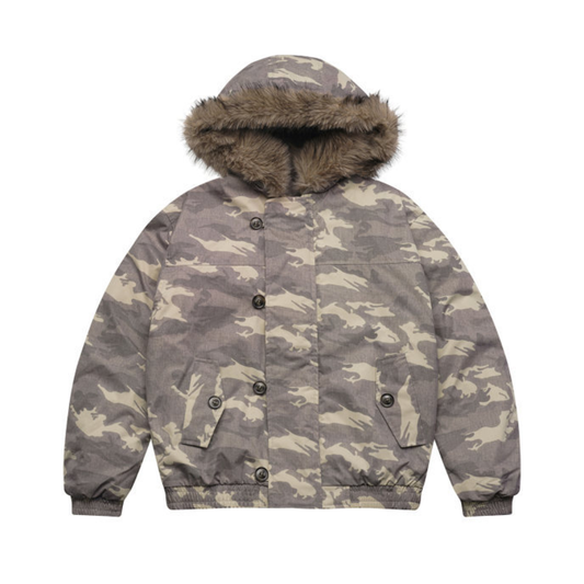 カモフラージュ　ファーフード　ジャケット　N943