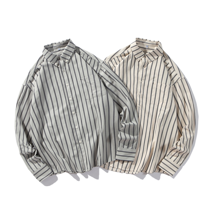 コットンポリ　ダブルストライプ　シャツ　N1277