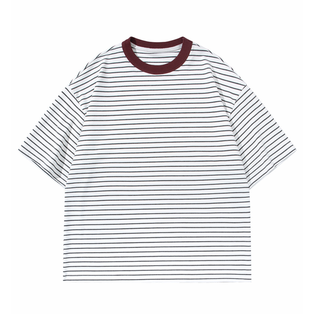 細ボーダー　ストレッチレーヨン　Tシャツ　N1632