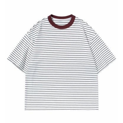 細ボーダー　ストレッチレーヨン　Tシャツ　N1632