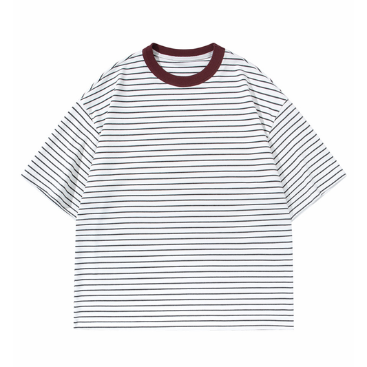 細ボーダー　ストレッチレーヨン　Tシャツ　N1632