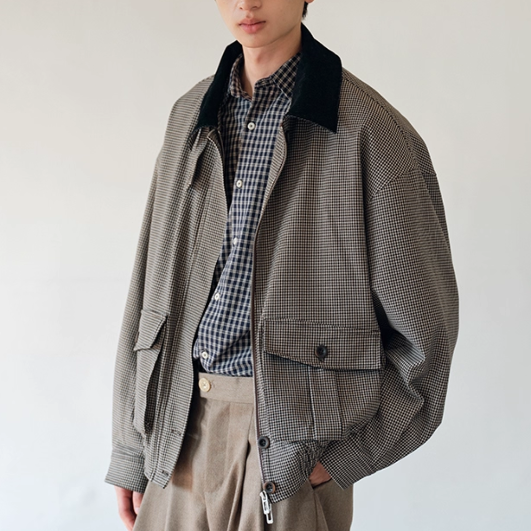 2WAY　ボックスプリーツポケット　チェックジャケット　N749