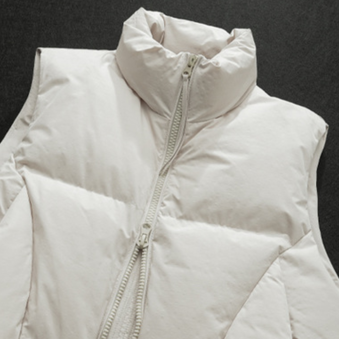 [YMORIGINAL] White Duck Down Double Zip Stand Vest N842