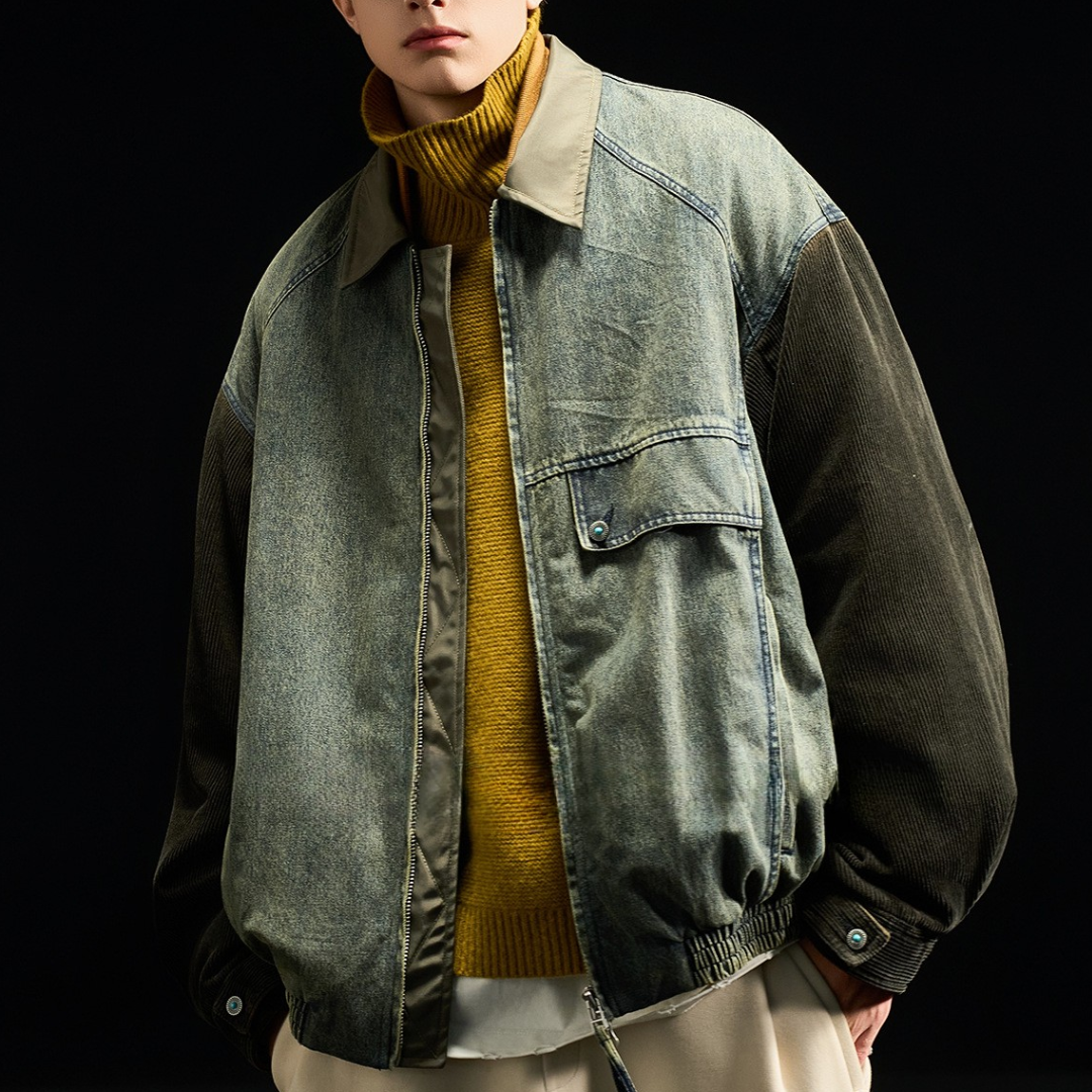 【Y.M.ORIGINAL】ホワイトダックダウン　デニムコンビ　ジャケット　N847