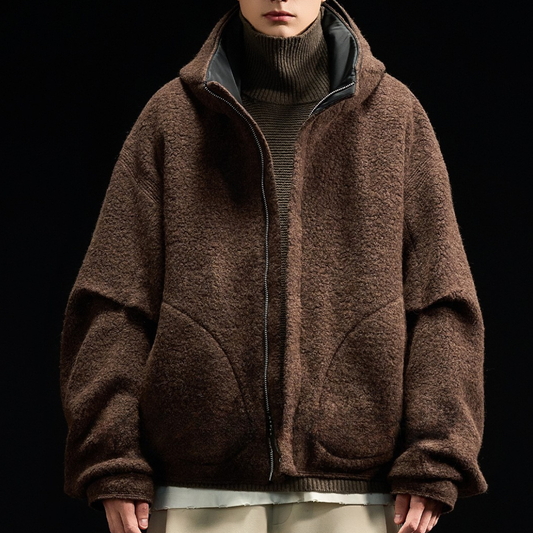 [YMORIGINAL] White Goose Down Tweed Hooded Jacket N845