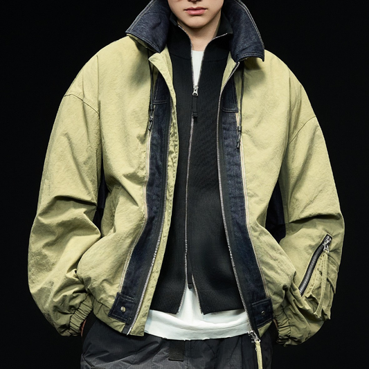 [YMORIGINAL] White Duck Down Denim Layered Hooded Jacket N846