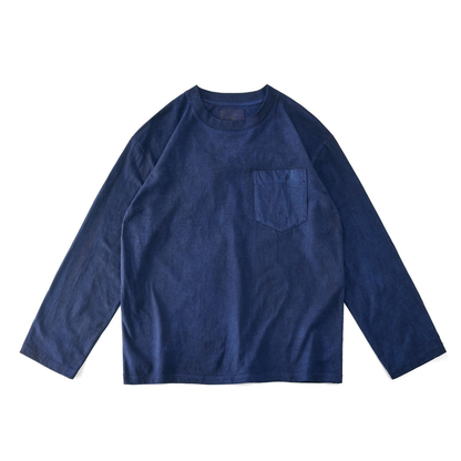 インディゴ染め　長袖Tシャツ　N1324