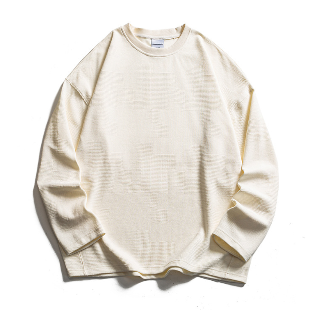 Stretch Kanoko Random Pattern Long-Sleeve T-Shirt N1664 アイボリー