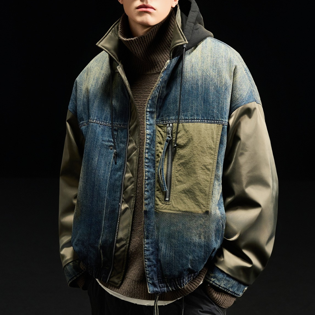 [YMORIGINAL] White Duck Down Denim Layered Jacket N856