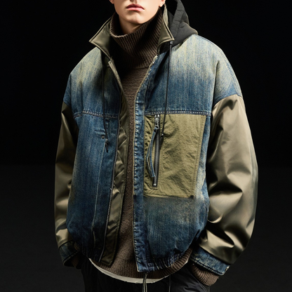 [YMORIGINAL] White Duck Down Denim Layered Jacket N856