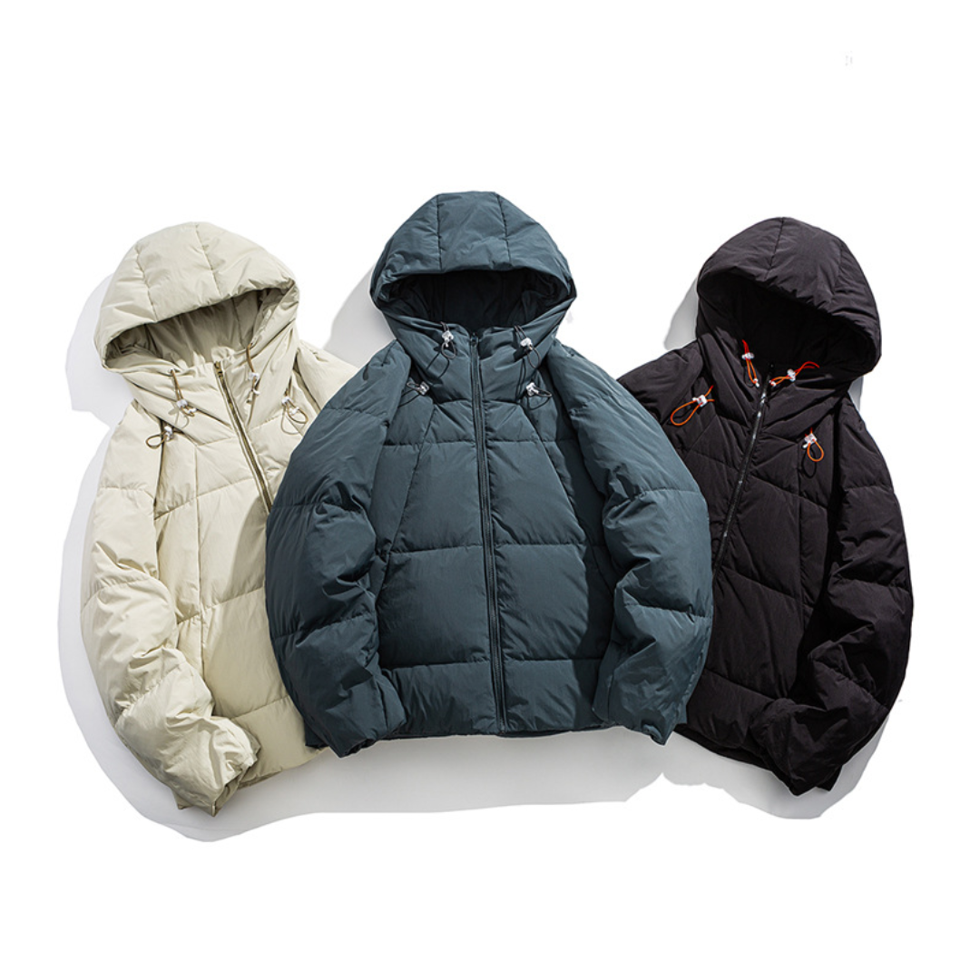 White Down Raglan Sleeve Hooded Jacket N1024