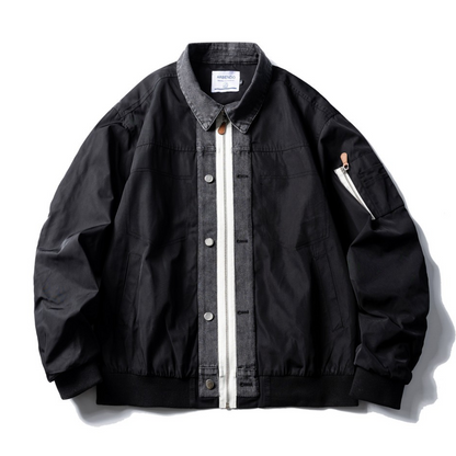 フェイクレイヤード　デニムコンビ　ジャケット　N072