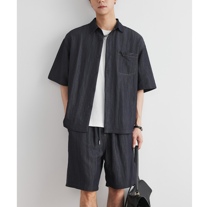 ビスコースナイロン　フラップシャツ　ショートパンツ　セットアップ　N1468