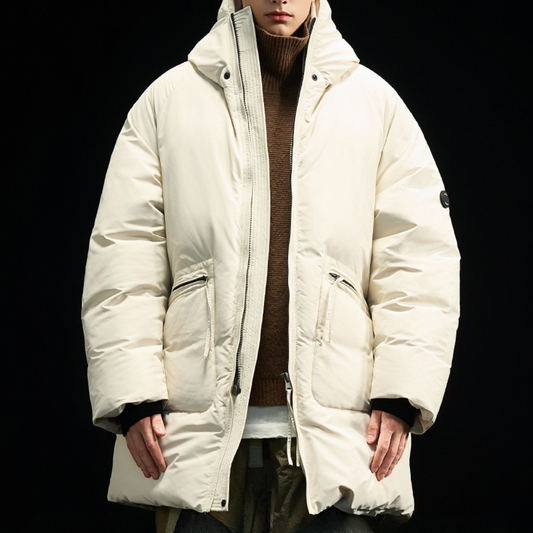 【Y.M.ORIGINAL】ホワイトダックダウン　ロング　フードジャケット　N861