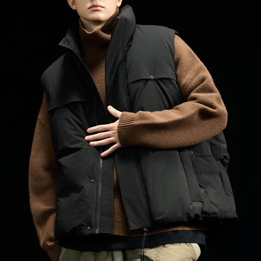 [YMORIGINAL] White Duck Down Fly Front Vest N870