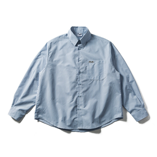 コットンポリ　マルチストライプ　レギュラーシャツ　N1273