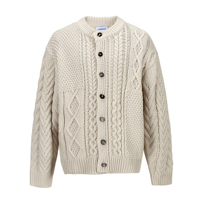 クレイジー ケーブルニット クルーネック カーディガン　N942