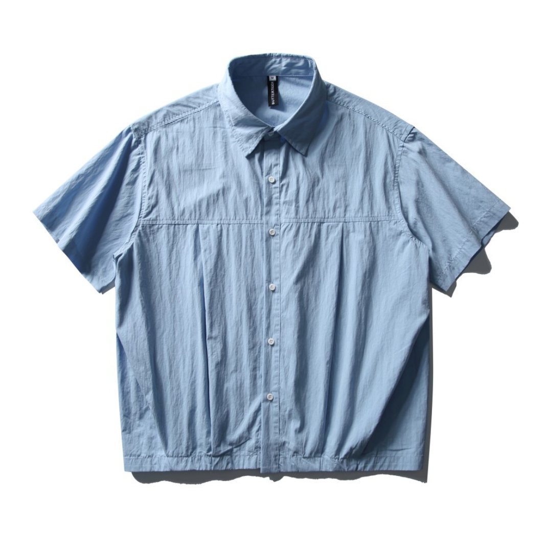 Back Gather Hem Short Sleeve Shirt N1637 ライトブルー
