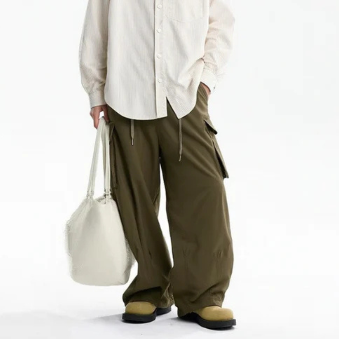 高密度ポリエステル　ワイド　カーゴパンツ　N1074