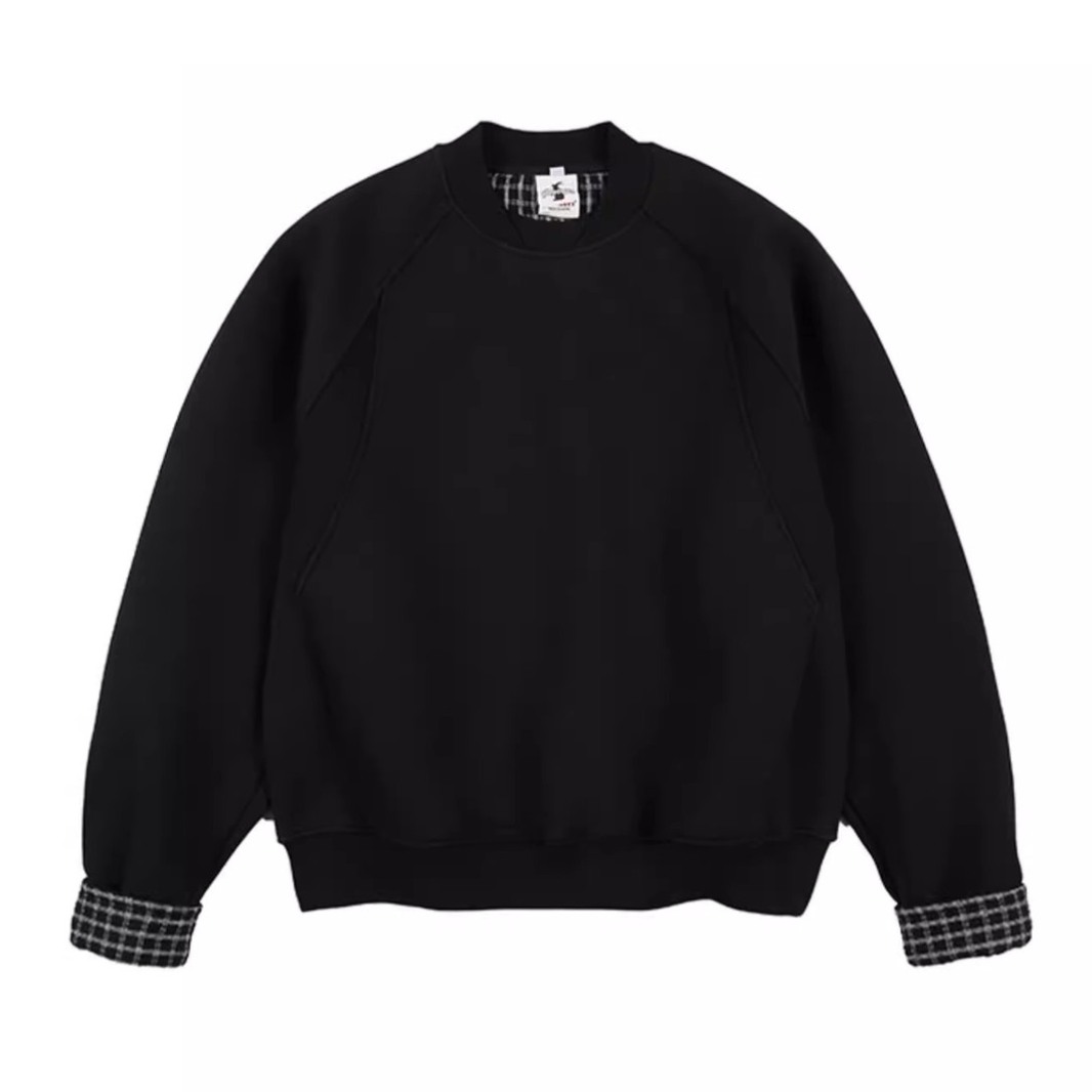 Rolled-Up Check Sweatshirt N1331 ブラック