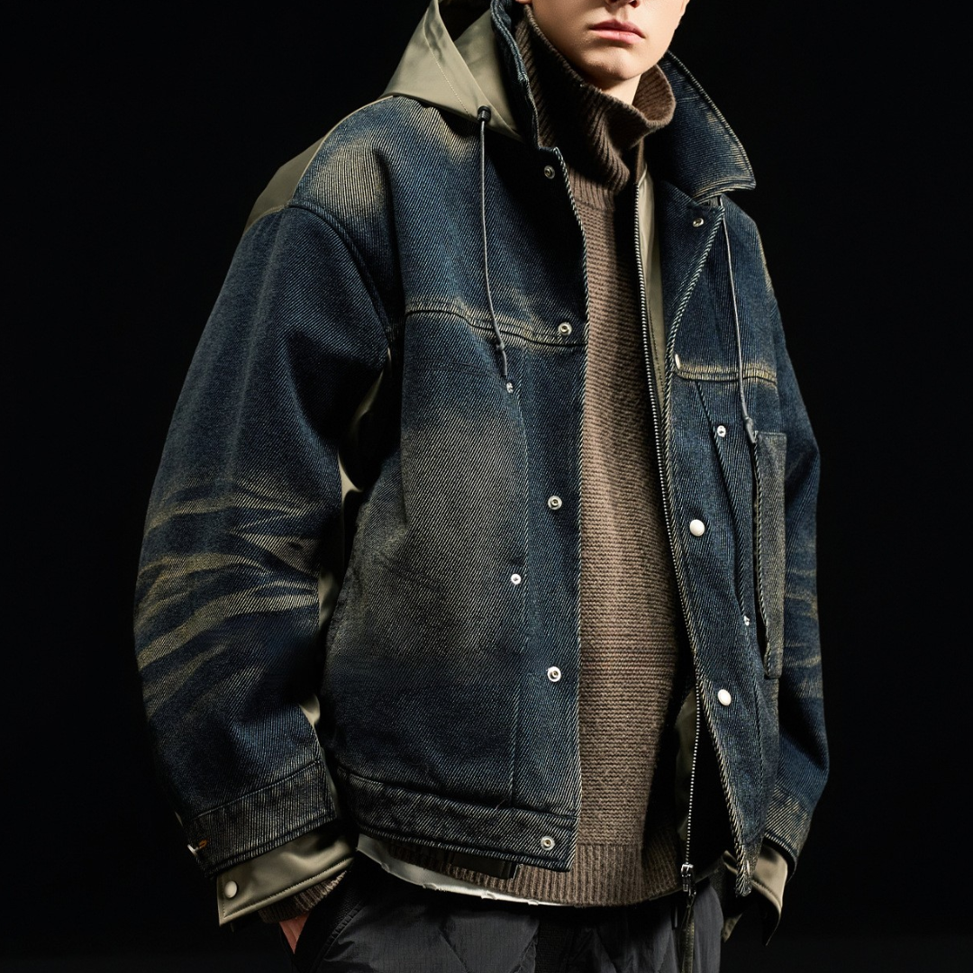 [YMORIGINAL] White Duck Down Layered Denim Jacket N840