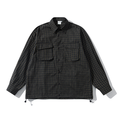 ダブルフラップ　ドローコードヘム　チェックシャツ　N1247