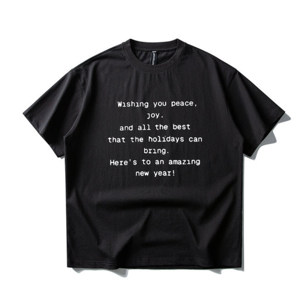 Message print T-shirt N1624 ブラック