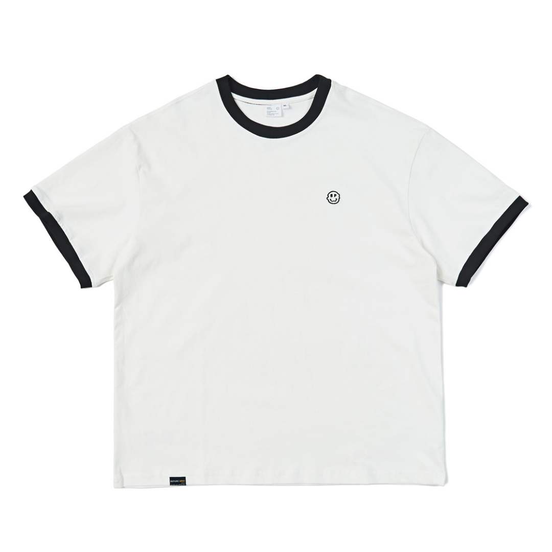 ワンポイント刺繍　リンガーTシャツ　N572