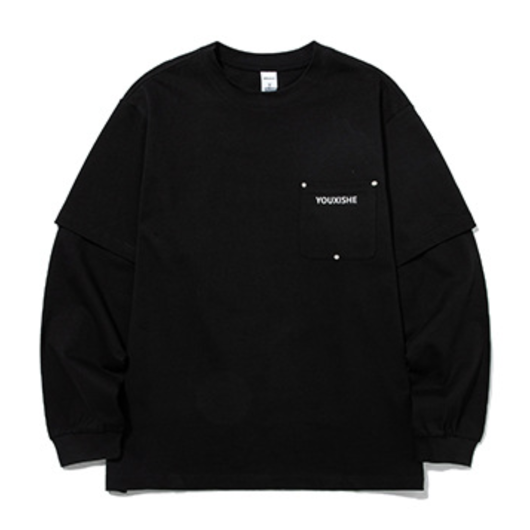 YOUXISHE　フェイクレイヤード　長袖Tシャツ　N033