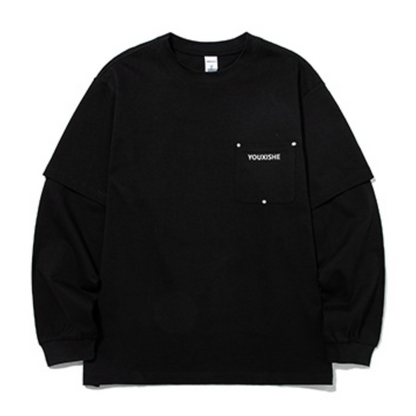 YOUXISHE　フェイクレイヤード　長袖Tシャツ　N033