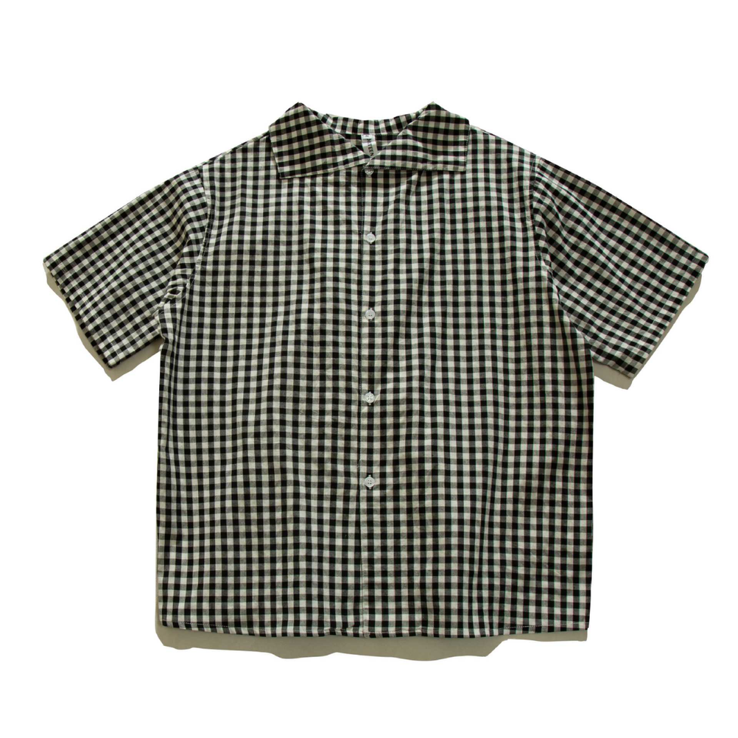 Retro Gingham Check Short Sleeve Shirt N1620 ブラック