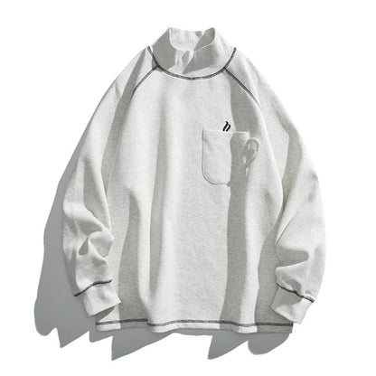 ヘビーウェイト　ステッチ　ハイネック長袖Ｔシャツ　B933
