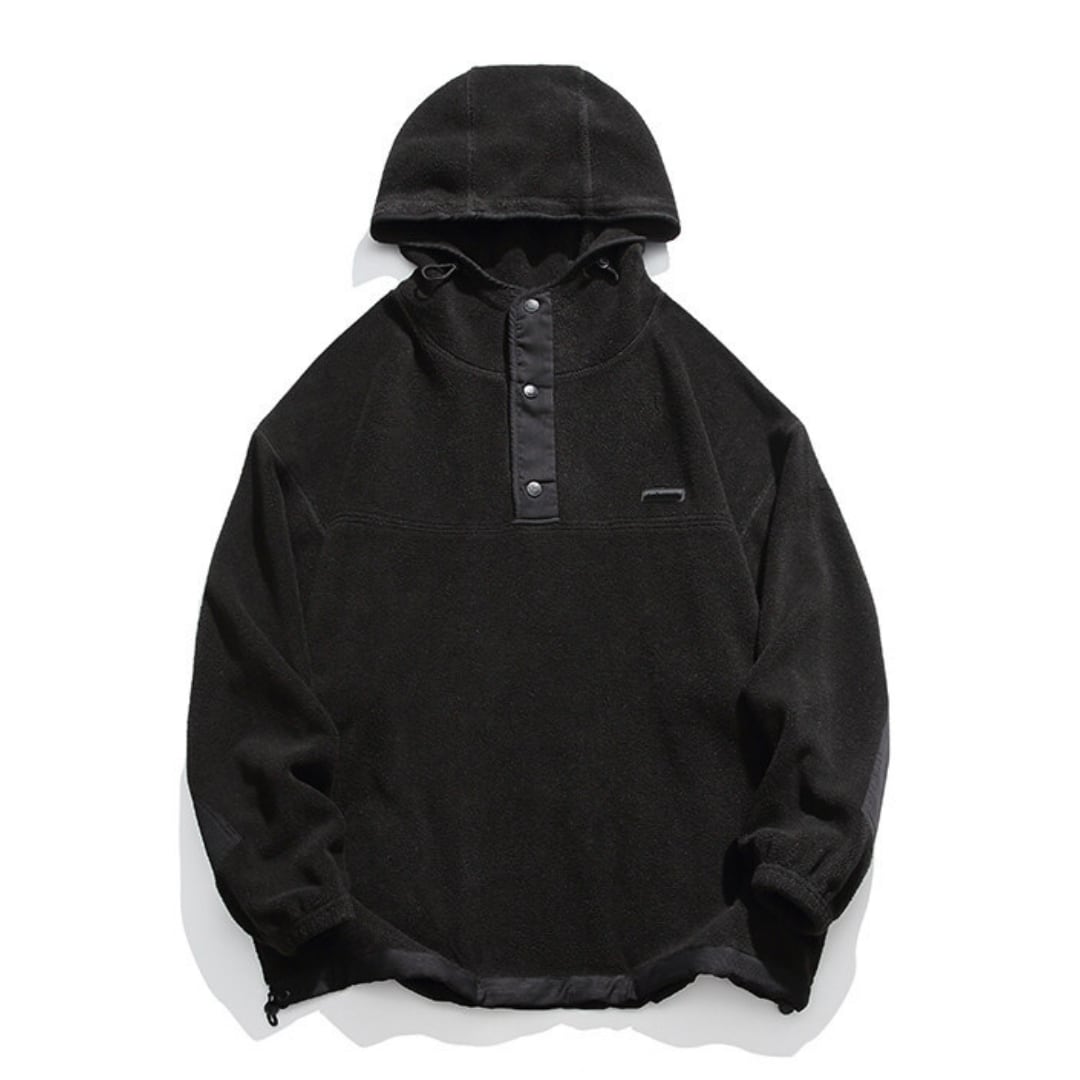Half button fleece hooded pullover C245