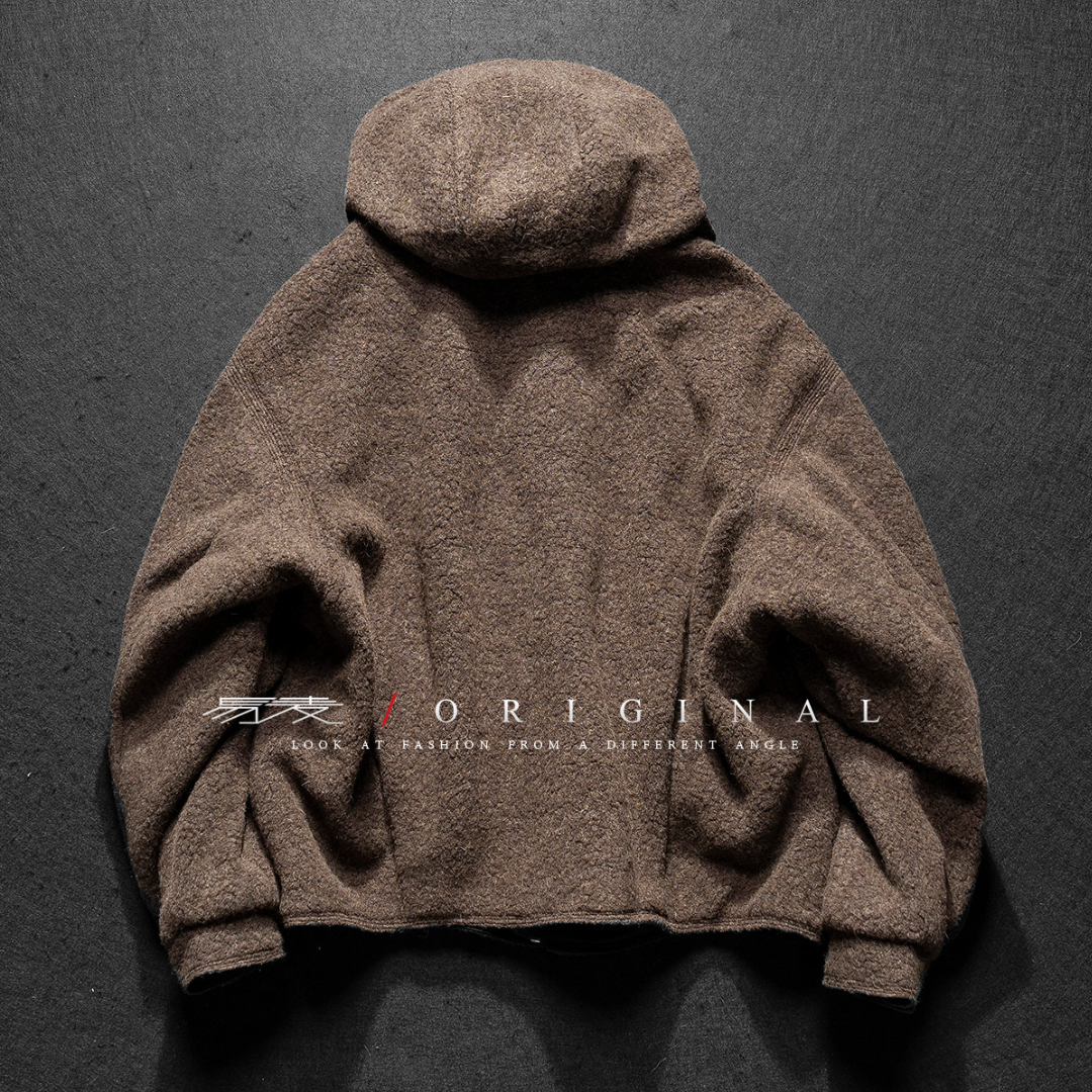 【Y.M.ORIGINAL】ホワイトグースダウン　ツイード　フードジャケット　N845