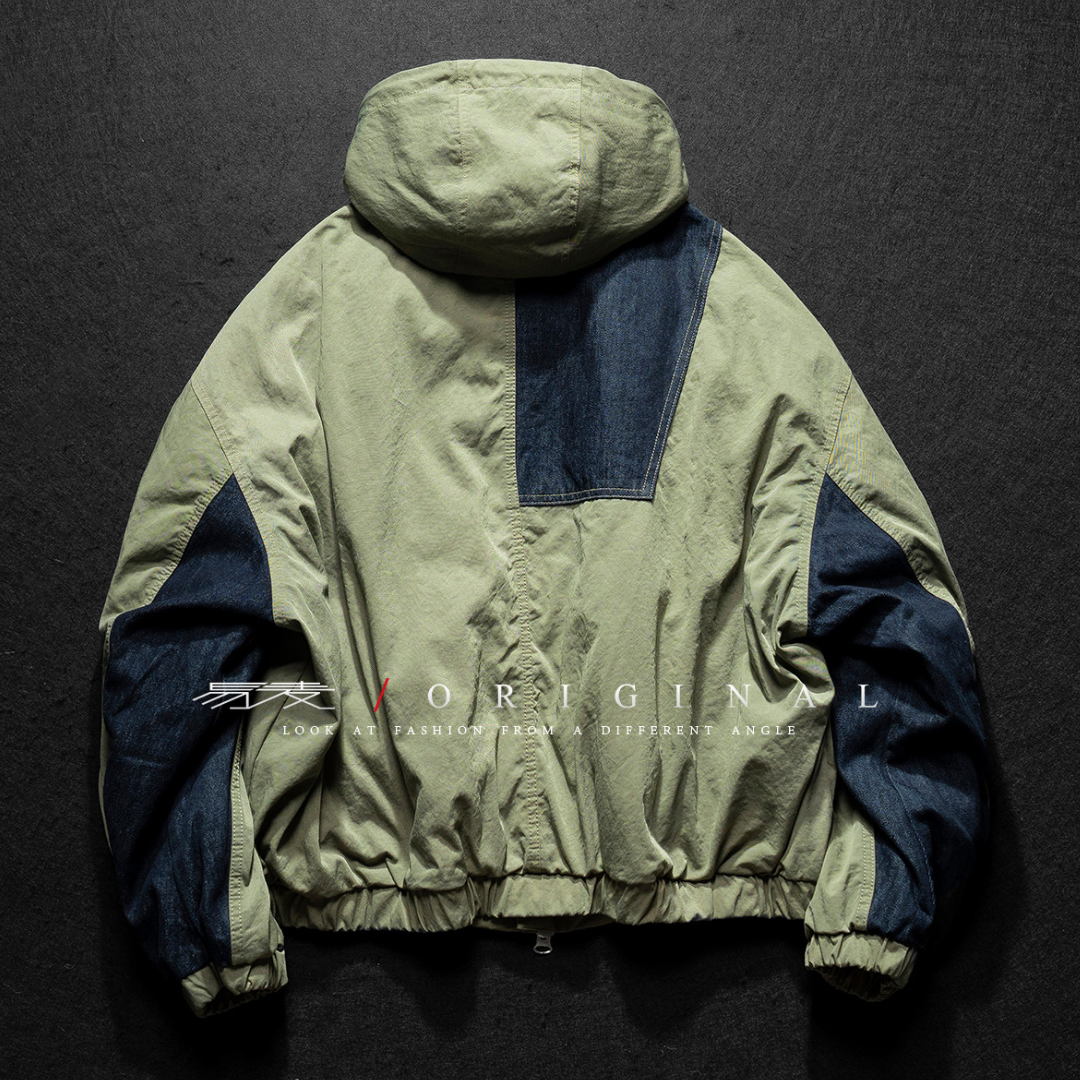 [YMORIGINAL] White Duck Down Denim Layered Hooded Jacket N846