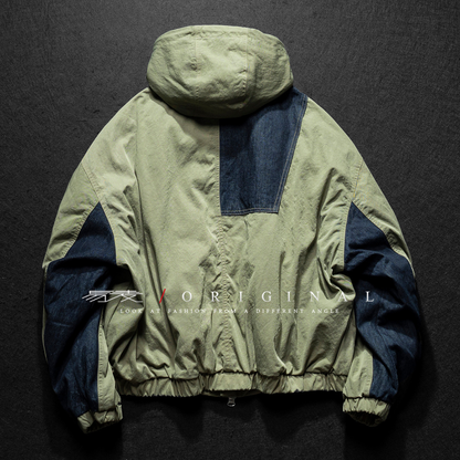 [YMORIGINAL] White Duck Down Denim Layered Hooded Jacket N846