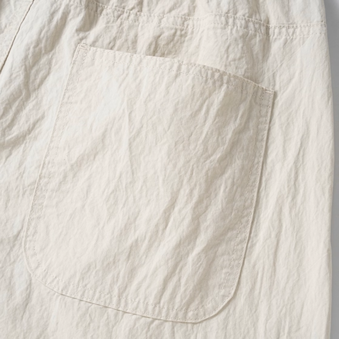 コットンナイロン  タックワイド　ストレートパンツ N733