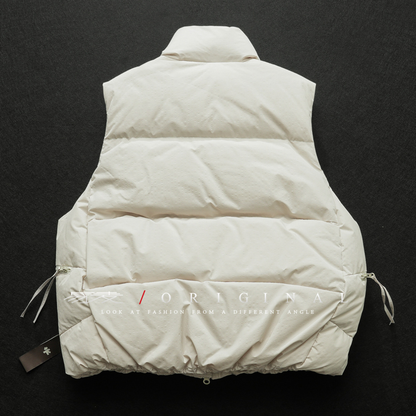 [YMORIGINAL] White Duck Down Double Zip Stand Vest N842