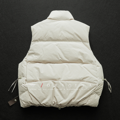 【Y.M.ORIGINAL】ホワイトダックダウン　ZIPスタンドカラー　ベスト　N871