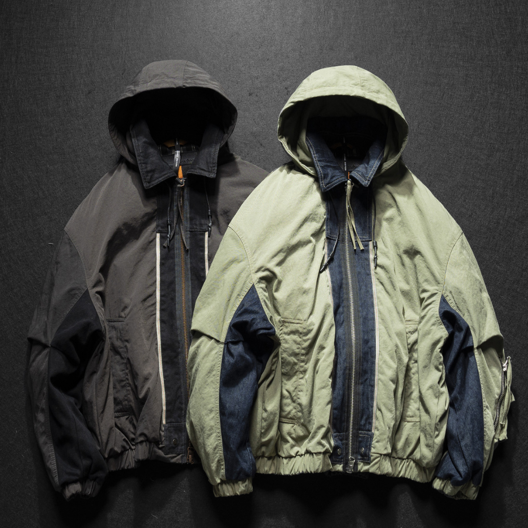 [YMORIGINAL] White Duck Down Denim Layered Hooded Jacket N846