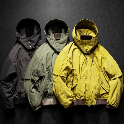 [YMORIGINAL] White Duck Down Detachable Hood/Ribbed Jacket N844