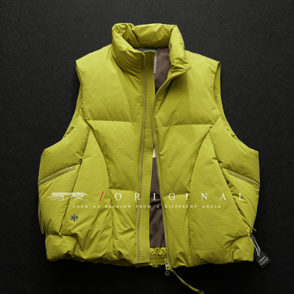 [YMORIGINAL] White Duck Down Double Zip Stand Vest N842
