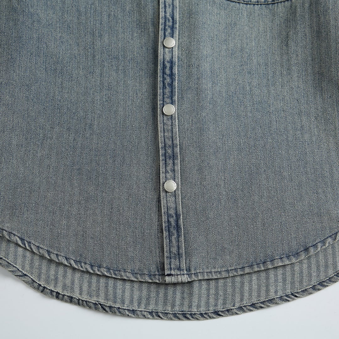 ヘリンボンデニム　長袖シャツ　C289
