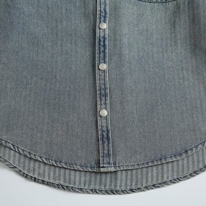 ヘリンボンデニム　長袖シャツ　C289