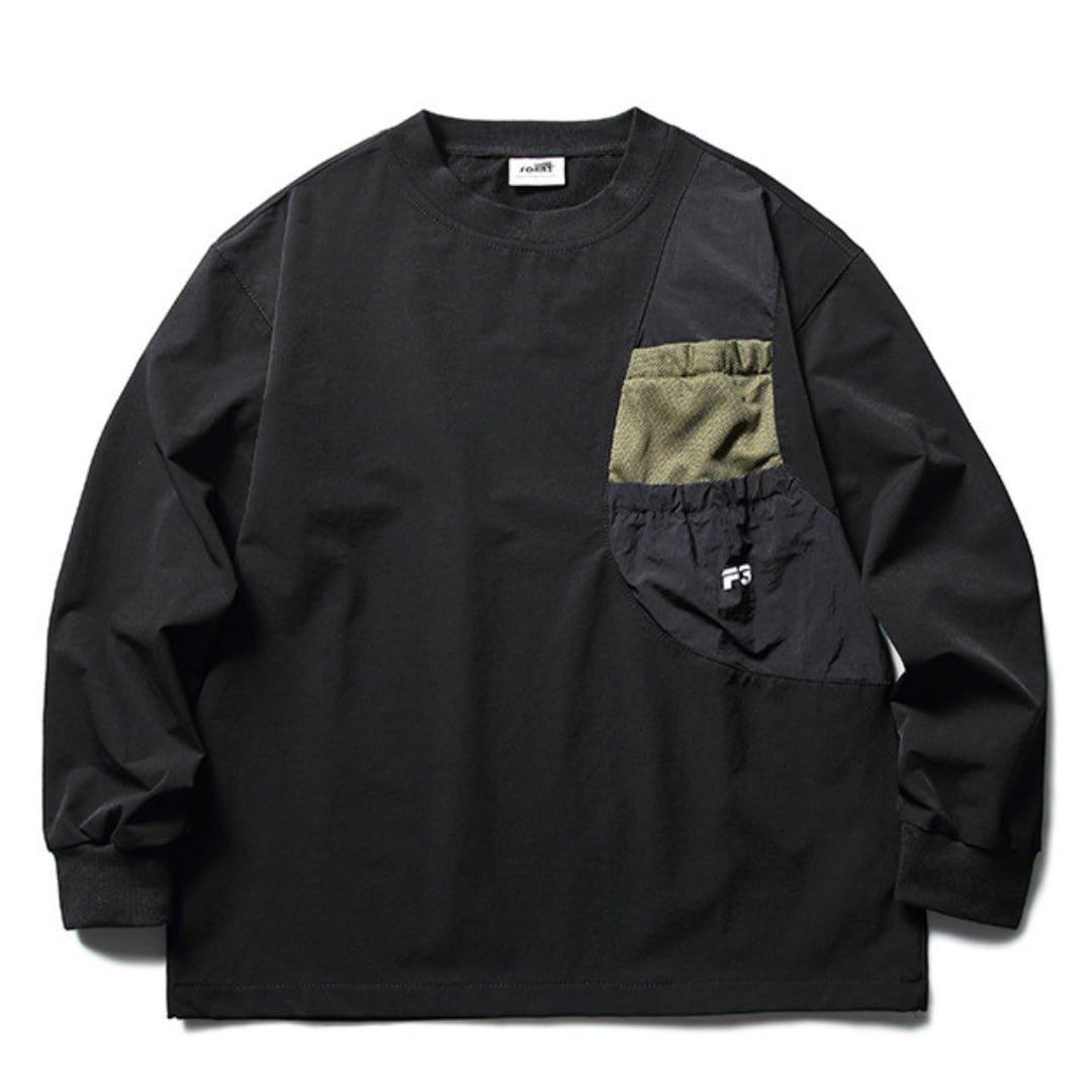 Gathered pocket nylon pullover B907