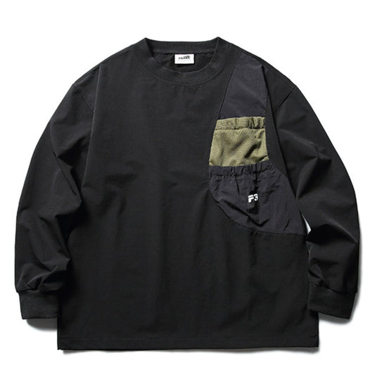 Gathered pocket nylon pullover B907