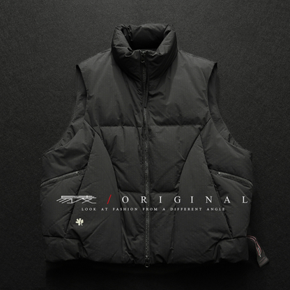 【Y.M.ORIGINAL】ホワイトダックダウン　ZIPスタンドカラー　ベスト　N871