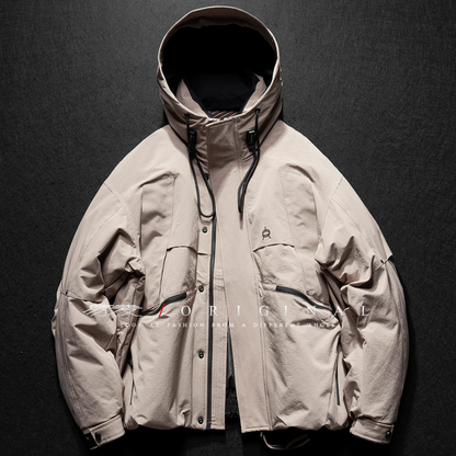 [YMORIGINAL] White Duck Down Zip Pocket Hooded Jacket N852