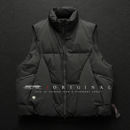[YMORIGINAL] White Duck Down Double Zip Stand Vest N842